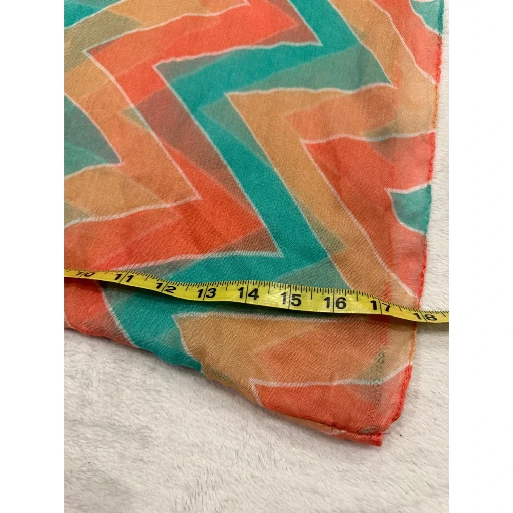 Lavello Women Orange Teal Chevron Infinity Scarf 100% Viscose Geometric Loop